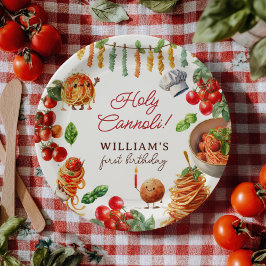 Funny Holy Cannoli little meatball 1st birthday Pappteller