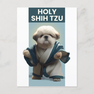Funny Holy Shi Tzu Dog Postcard Postkarte