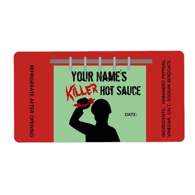 Funny Homemade Hot Sauce Labels Killer Custom (Vorne)