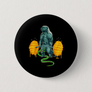 Funny Honey Badger Deadlift Weightlift Bodyb Button