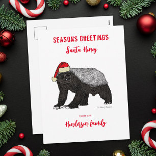 Funny Honey Badger Santa Irony Feiertagspostkarte