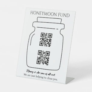 Funny Honeymoon Fond QR Code Digital Tipp Jar Sockelschild