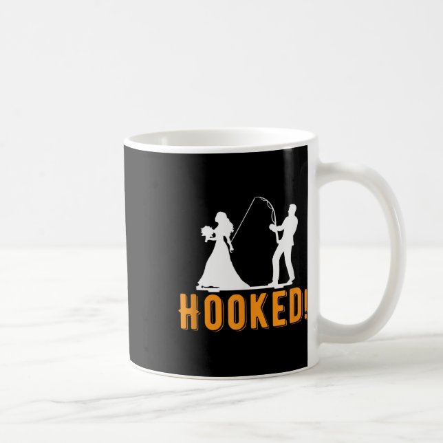 Funny Hooked Bride Groom Neue Ehe Fischen Liebe Kaffeetasse (Rechts)