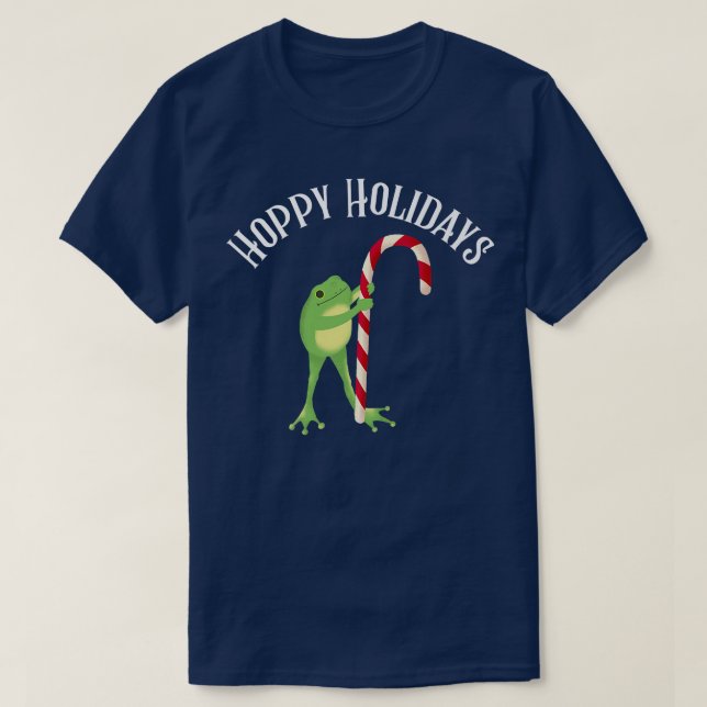 Funny HOPPY FERIEN Weihnachten Candy Cane Frog Cot T-Shirt (Design vorne)