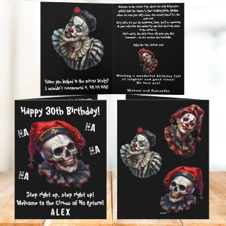 Funny Horror Evil Circus Clowns Dunkel 30. Geburts Karte