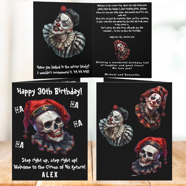 Funny Horror Evil Circus Clowns Dunkel 30. Geburts Karte (Von Creator hochgeladen)
