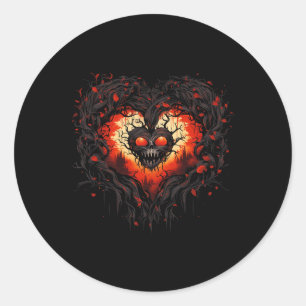 Funny Horror Ghost Red Heart Skull Creepy Hallowee Runder Aufkleber