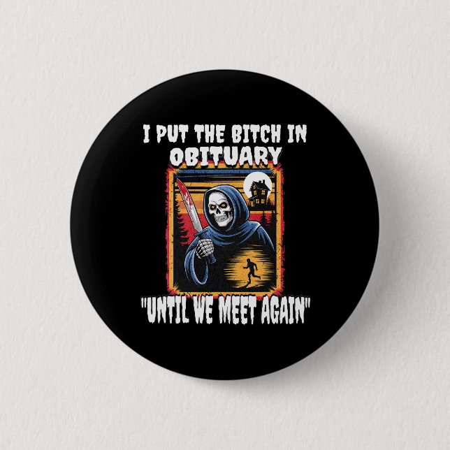 Funny Horror Grim Sensenmann Kostüm Erwachsene Män Button (Vorderseite)