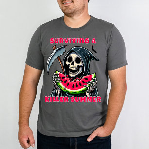 Funny Horror Grim Sensenmann Watermelon Summerween T-Shirt
