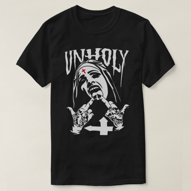 Funny Horror Unholy Nun T-Shirt (Design vorne)
