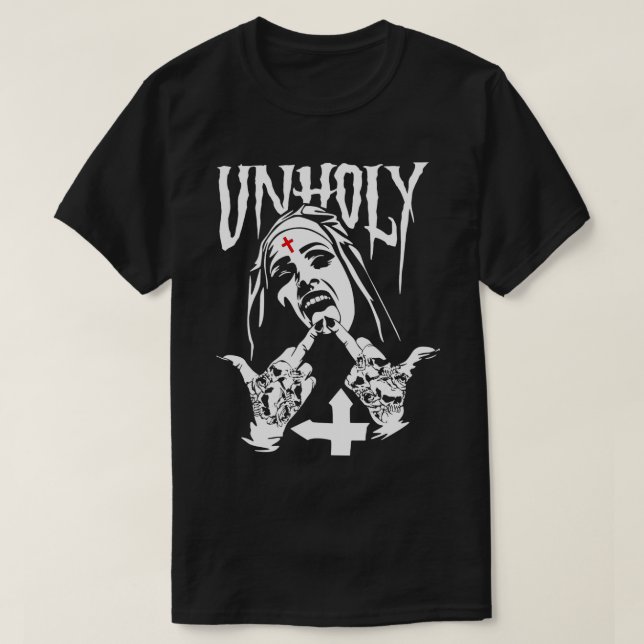 Funny Horror Unholy Nun  T-Shirt (Design vorne)