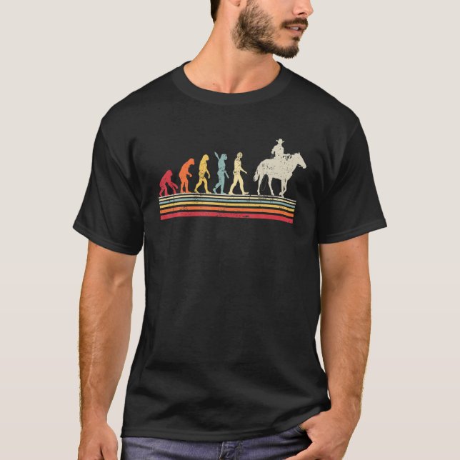 Funny Horse Back Riding Evolution des Menschen Vin T-Shirt (Vorderseite)