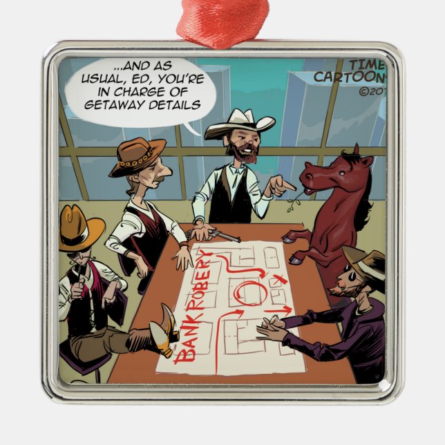 Funny Horse Bank Robber Silbernes Ornament (Vorne)