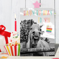 Funny Horse Birthday Card mit Name und Alter