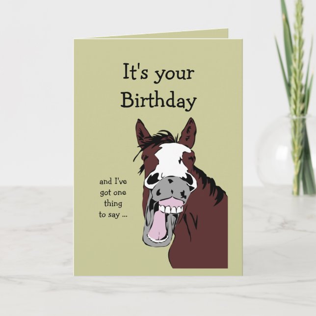 Funny Horse Birthday Cartoon Romantischer Alberner Karte (Vorderseite)