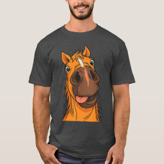Funny Horse Faceongue Out Cartoon Animal Humor Equ T-Shirt