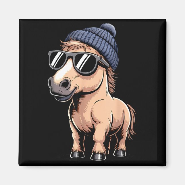Funny Horse In Retro Style - Farm Humour Ny Funny  Magnet (Vorne)