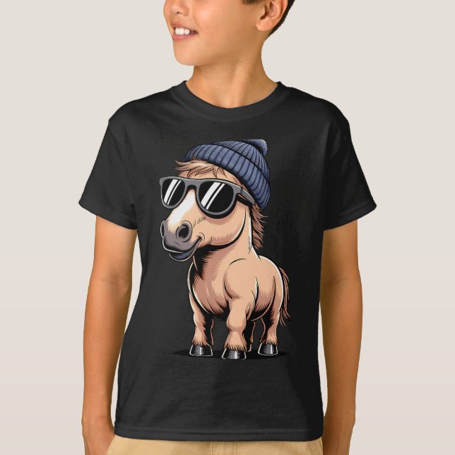 Funny Horse In Retro Style - Farm Humour Ny Funny  T-Shirt (Vorderseite)