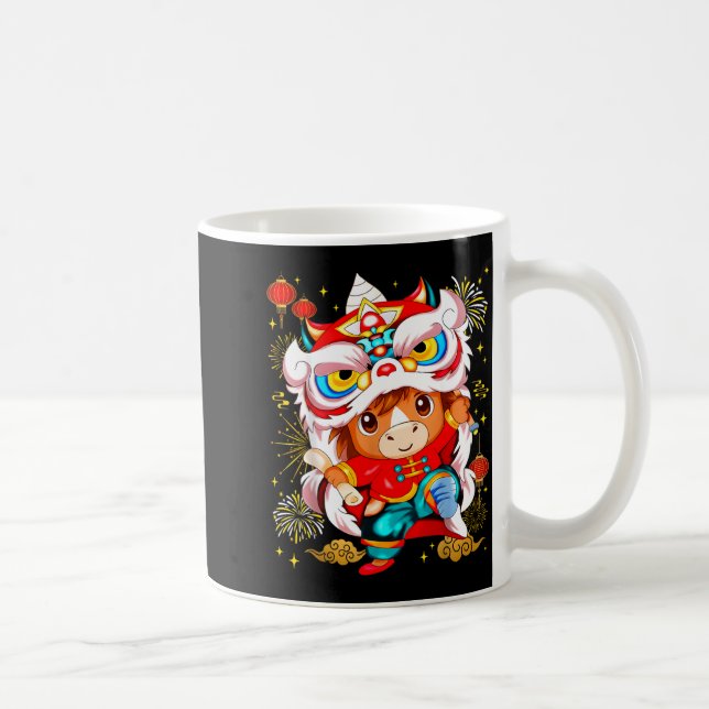 Funny Horse Lion Dance Chinese New Year Kid Men  Kaffeetasse (Rechts)