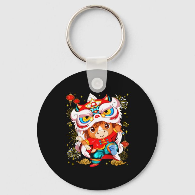 Funny Horse Lion Dance Chinese New Year Kid Men  Schlüsselanhänger (Vorderseite)