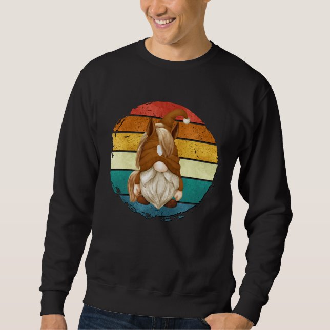 Funny Horse Lover Gnome For Women Retro Sunset For Sweatshirt (Vorderseite)