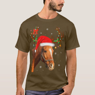 Funny Horse Lover Xmas Lights Rentier Weihnachten T-Shirt