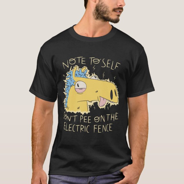 Funny Horse pisst nicht auf dem Elektrozaun T-Shirt (Vorderseite)