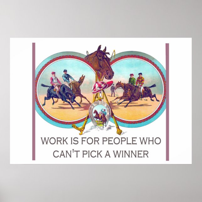 Funny Horse Racing - Arbeit für Menschen, die nich Poster (Vorne)