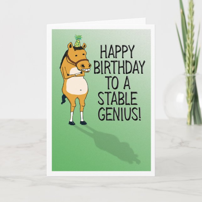Funny Horse Stable Genius Geburtstag Karte (Vorderseite)
