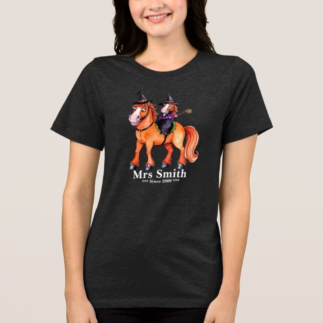 Funny Horse Witch Couple Tri-Blend Shirt (Vorderseite)