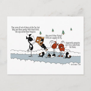 Funny Horst & Pinguin Winter Cartoon Postkarte