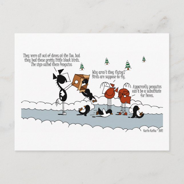 Funny Horst & Pinguin Winter Cartoon Postkarte (Vorderseite)