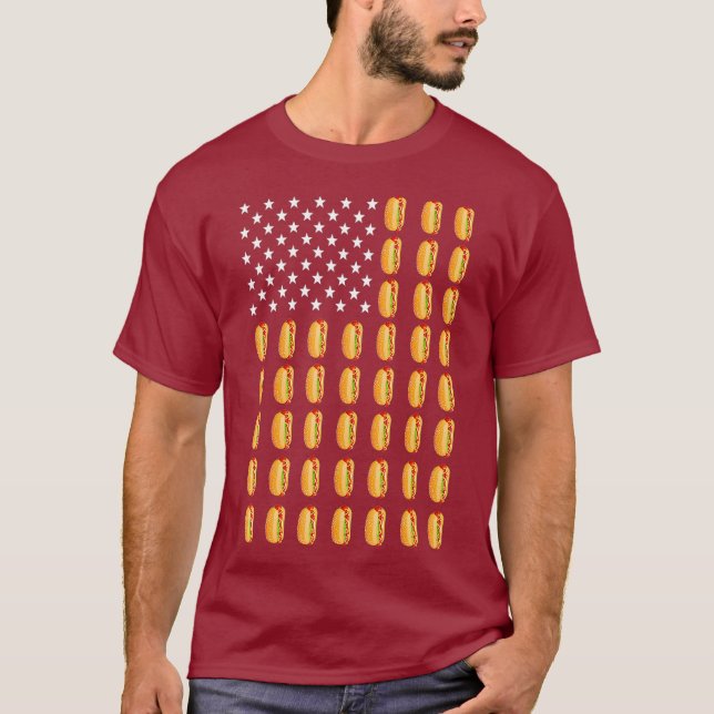 Funny Hot Dog American Flag Frankfurter Men T-Shirt (Vorderseite)