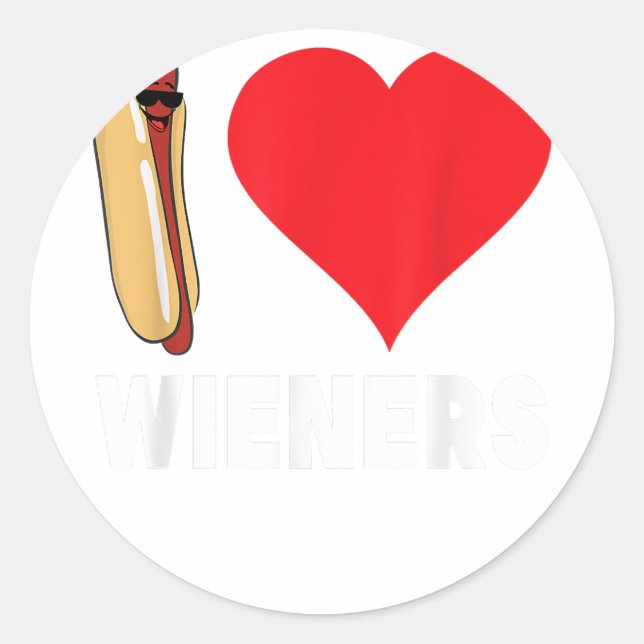 Funny Hot Dog Design - I Liebe Dackeln Herz GRILLE Runder Aufkleber (Vorderseite)