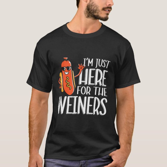 Funny Hot Dog ich bin gerade hier für die Dackeln  T-Shirt (Vorderseite)
