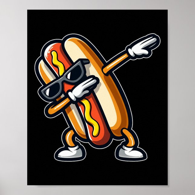 Funny Hot Dog Lover Hotdog Dab Dancing Feinschmeck Poster (Vorne)