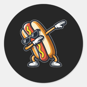 Funny Hot Dog Lover Hotdog Dab Dancing Feinschmeck Runder Aufkleber