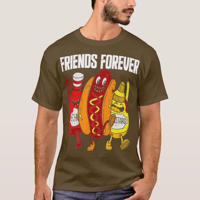 Funny Hot Dog Mustard Ketchup Lover Geschenkfreund T-Shirt (Vorderseite)