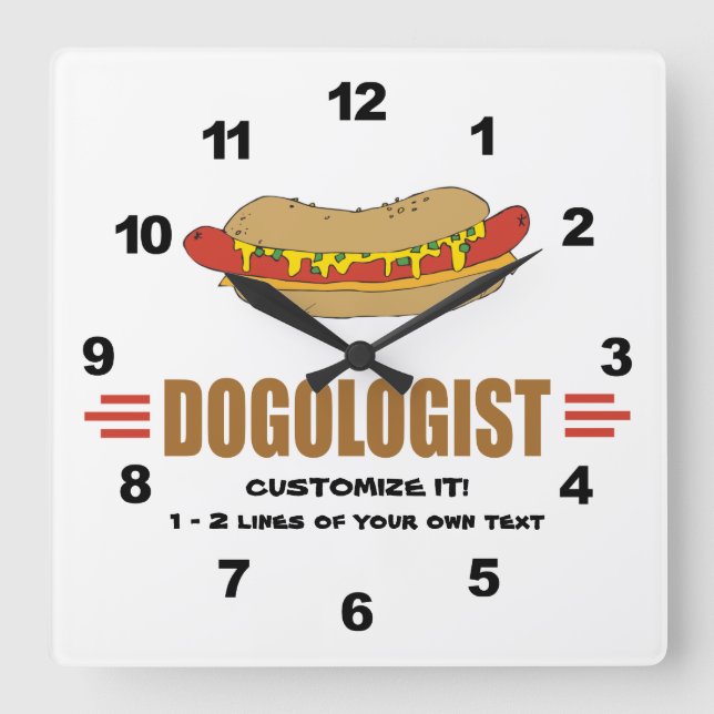 Funny Hot Dog Quadratische Wanduhr (Vorderseite)