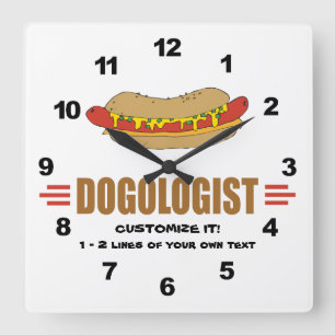 Funny Hot Dog Quadratische Wanduhr