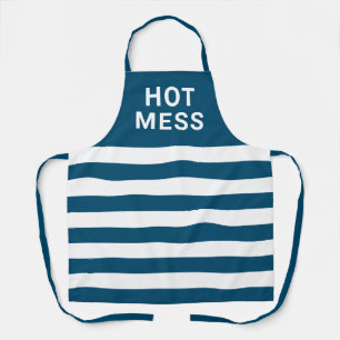 Funny Hot Mess Navy Blaue Streifen Backen Schürze