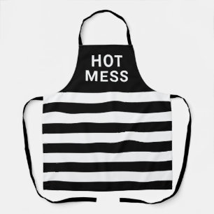Funny Hot Mess Schwarz-weiß gestreift Schürze