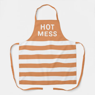 Funny Hot Mess Sprichwort Orange White Stripes Schürze