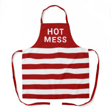 Funny Hot Mess Zitat Red White Striping Küche