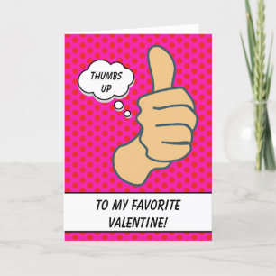 Funny Hot Pink Thumbs Up Valentine Feiertagskarte
