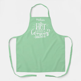 Funny Hot Stuff Typografy Light Green Schürze