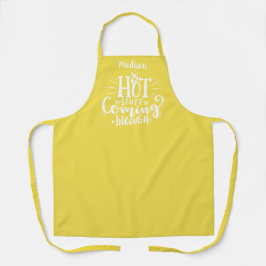 Funny Hot Stuff Typografy Yellow Schürze