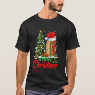 Funny Hotdog Christmas Tree Lights Barbeque Lover T-Shirt