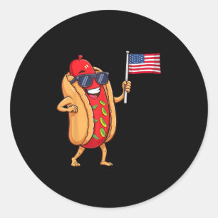 Funny Hotdog Patriotic Us America Flag 4. Juli Runder Aufkleber
