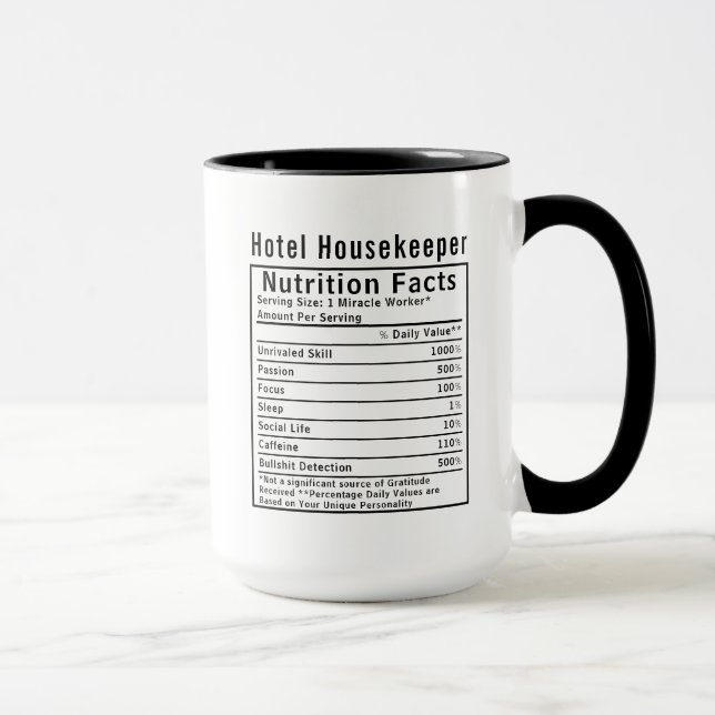 Funny Hotel Housekeeper Nutrition Facts Worker  Tasse (Rechts)